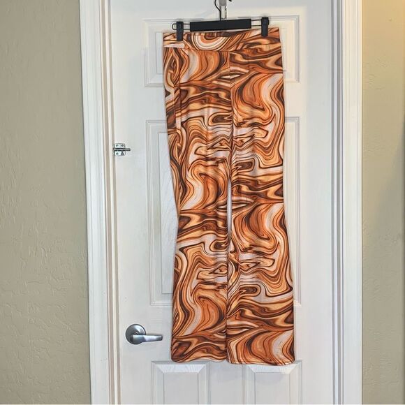 Nasty Gal Recycled Marble Print Flare Pants Size 10 - Picture 5 of 12